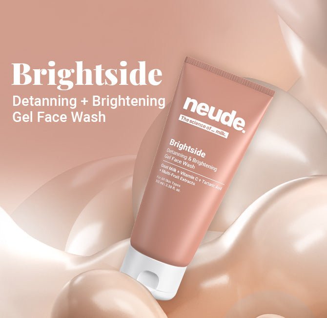 Brightside - Skin Brightening and Detanning Gel Face Wash with Goat Milk, Vitamin C & Tartaric Acid (30% off) - Neude Skin